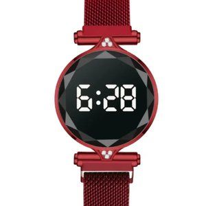 Luxury Women’s Watch red stainless steel LED Digital Watch